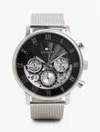 Tommy Hilfiger 44mm Mesh Bracelet Chronograph Watch In Black