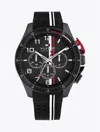 Tommy Hilfiger Men's Chronograph Black Silicone Strap Watch, 46mm In Black