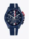 Tommy Hilfiger Men's Chronograph Blue Silicone Strap Watch, 46mm In Navy