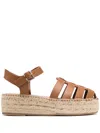 Tommy Hilfiger 50mm Caged Leather Espadrilles In Brown