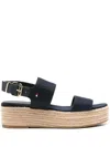 Tommy Hilfiger 55mm Canvas Platform Sandals In Blue