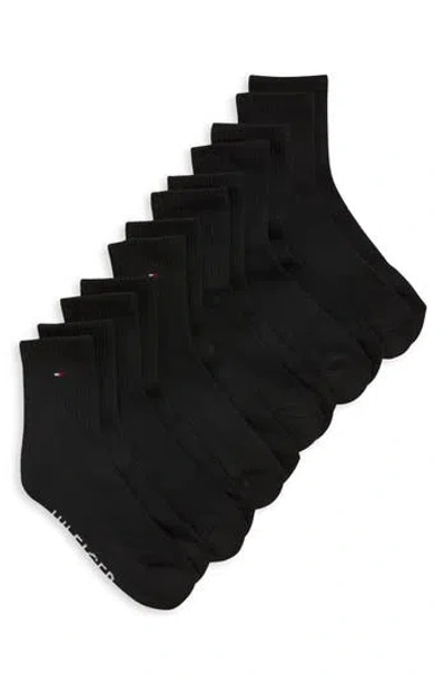 Tommy Hilfiger 6-pack Athletic High Quarter Length Socks In Black