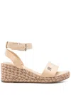 Tommy Hilfiger 60mm Logo-plaque Wedge Sandals In Neutrals