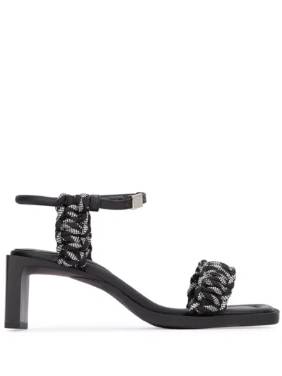 Tommy Hilfiger Soho Braided Mid-heel Sandals In Black