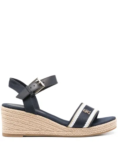 Tommy Hilfiger Webbing Womens Wedge Espadrilles In Space Blue