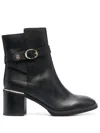 Tommy Hilfiger 70mm Side Buckle-detail Ankle Boots In 黑色