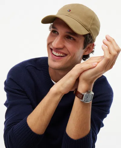 Tommy Hilfiger Adjustable Signature Flag Baseball Cap In Brown