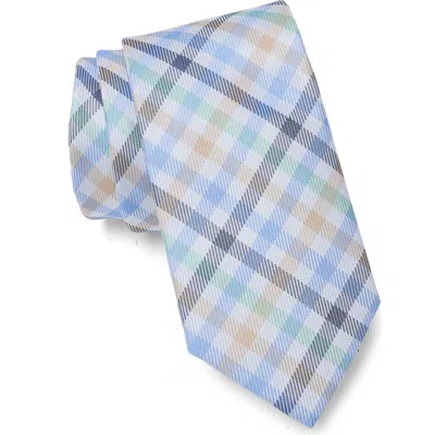 Tommy Hilfiger Adrian Check Tie In Navy/ Taupe