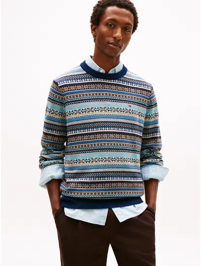 Tommy Hilfiger Allover Fair Isle Wool In Blue