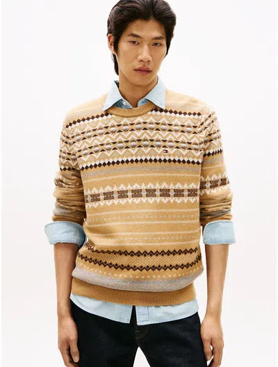 Tommy Hilfiger Allover Fair Isle Wool In Brown