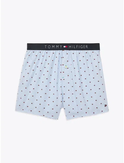Tommy Hilfiger Allover Flag Print Woven Boxer In Ice