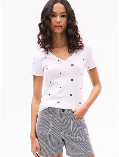 Tommy Hilfiger Allover Flag V In Ecru