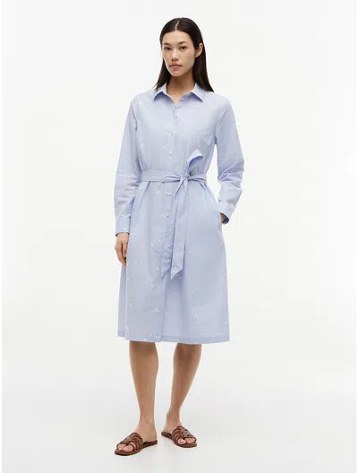 Tommy Hilfiger Allover Floral Striped Midi Shirtdress In Blue