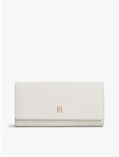 Tommy Hilfiger Allover Monogram Large Flap Wallet In White