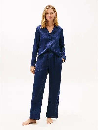 Tommy Hilfiger Allover Monogram Print Sleep Set In Blue