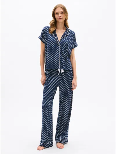 Tommy Hilfiger Allover Monogram Print Sleep Set In Sky Captain