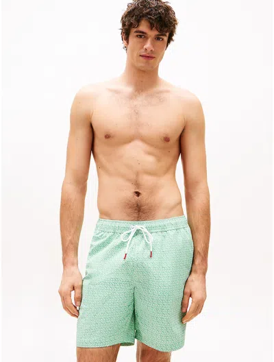 Tommy Hilfiger Allover Print 7" Swim Trunk In Green