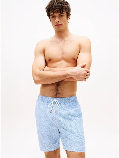 Tommy Hilfiger Allover Print 7" Swim Trunk In Blue