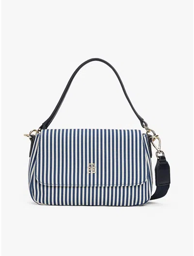 Tommy Hilfiger Allover Stripe Convertible Crossbody Bag In Space Blue Stripe