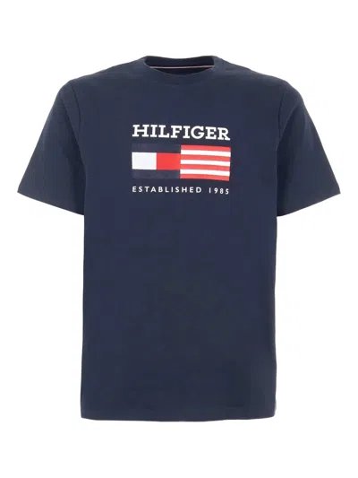 Tommy Hilfiger Americana Monotype Flag Box Mens T Shirt In Black