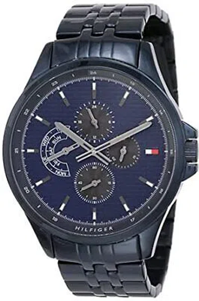 Pre-owned Tommy Hilfiger Analog Men's Watch (blue Dial Blue Colored Strap)