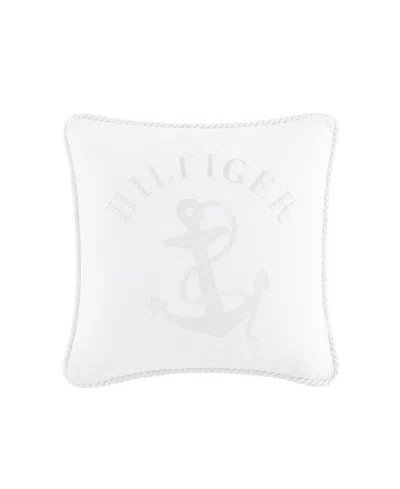 Tommy Hilfiger Anchor With Rope Cotton Canvas Decorative Pillow In White