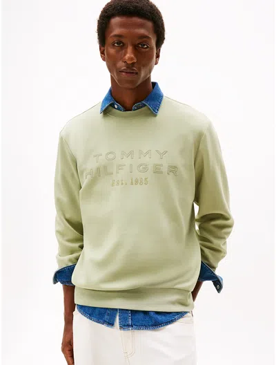 Tommy Hilfiger Applique Logo Intechno Knit Sweatshirt In Green