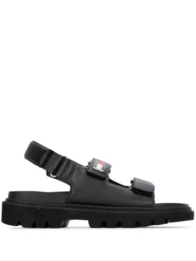 Tommy Hilfiger Cleat Strap Flat Sandals In Black