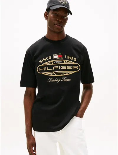 Tommy Hilfiger Apxgp Collection Globe Graphic T In Black