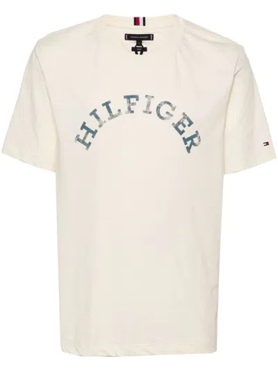 Tommy Hilfiger Man T-shirt Cream Size L Cotton In White