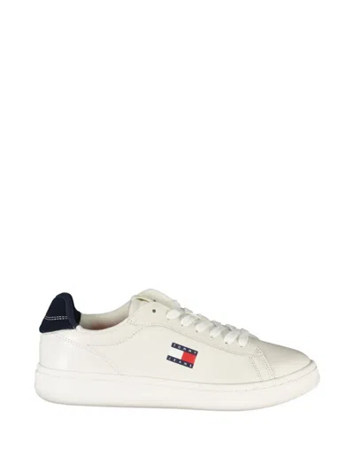 Tommy Hilfiger Archive Court Logo-patch Leather Sneakers In White