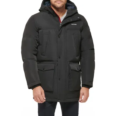 Tommy Hilfiger Arctic Water Resistant Hooded Insulated Jacket In Black
