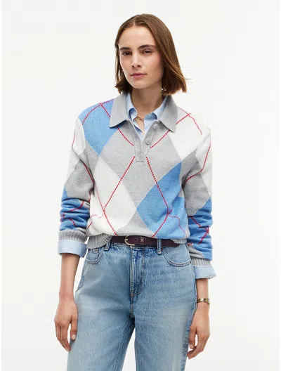 Tommy Hilfiger Argyle Sweater Polo In Blue