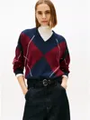 Tommy Hilfiger Cotton Argyle Crewneck Sweater In Blue