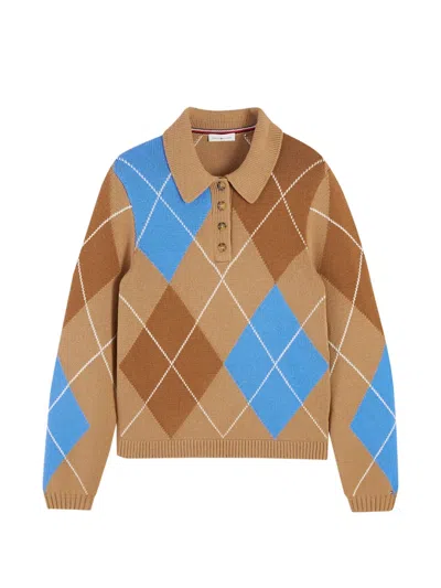 Tommy Hilfiger Argyle-pattern Polo-collar Sweater In Green