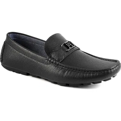 Tommy Hilfiger Attle Driver Loafer In Black Saffiano Texture