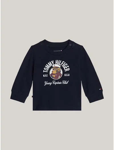 Tommy Hilfiger Babies' Flocked Captain Logo T In Navy