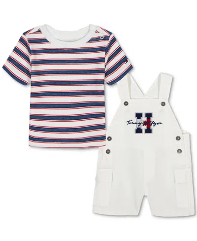 Tommy Hilfiger Baby 2-pc. Striped T-shirt & Shortall Set In Assorted