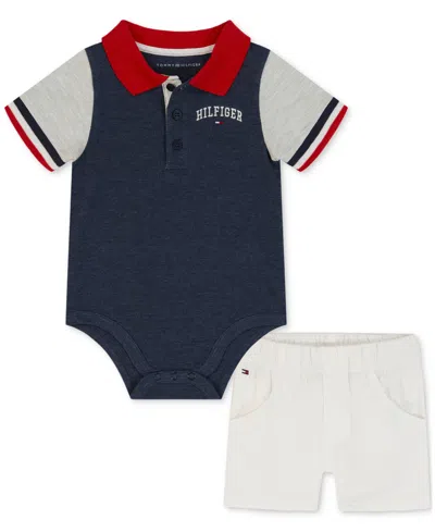 Tommy Hilfiger Baby Boy 2-pc. Polo Bodysuit & Twill Shorts Set In Assorted