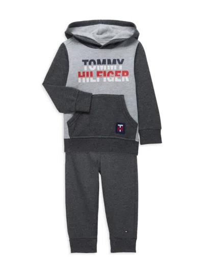 Tommy Hilfiger Baby Boy's 2-piece Logo Hoodie & Joggers Set In Gray