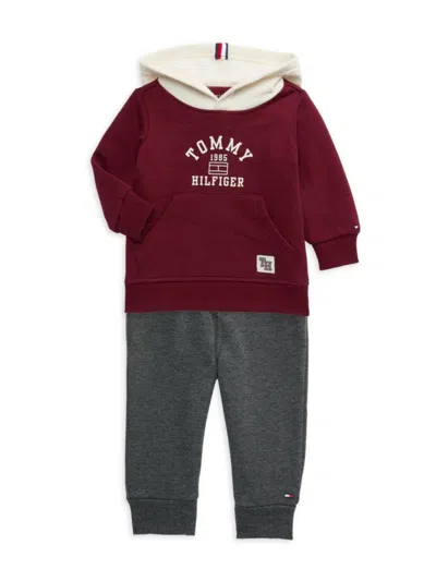 Tommy Hilfiger Baby Boy's 2-piece Logo Hoodie & Joggers Set In Red Grey