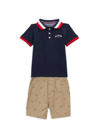 Tommy Hilfiger Baby Boy's 2-piece Logo Polo & Shorts Set In Blue