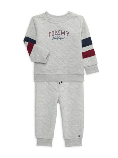 Tommy Hilfiger Baby Boy's 2-piece Logo Sweatshirt & Joggers Set In Grey