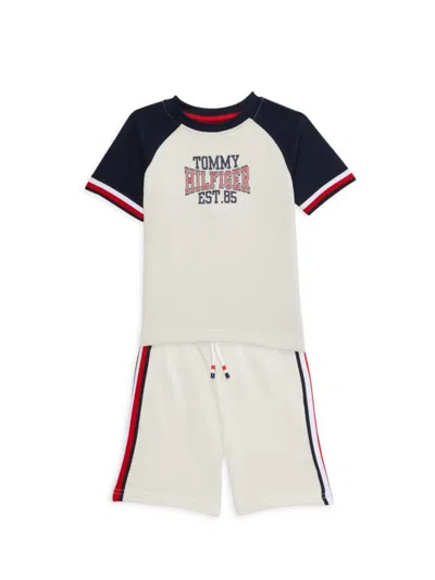 Tommy Hilfiger Baby Boy's 2-piece Logo Tee & Drawstring Shorts In Beige