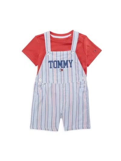Tommy Hilfiger Baby Boy's 2-piece Logo Tee & Romper Set In Blue