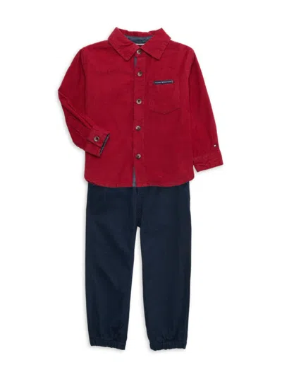 Tommy Hilfiger Baby Boy's 2-piece Shirt & Joggers Set In Red Navy