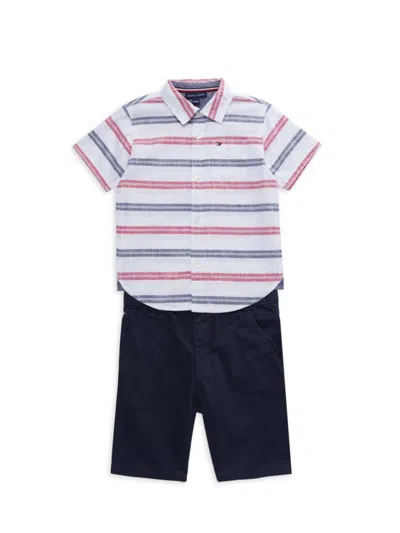 Tommy Hilfiger Baby Boy's 2-piece Shirt & Shorts Set In White Multi