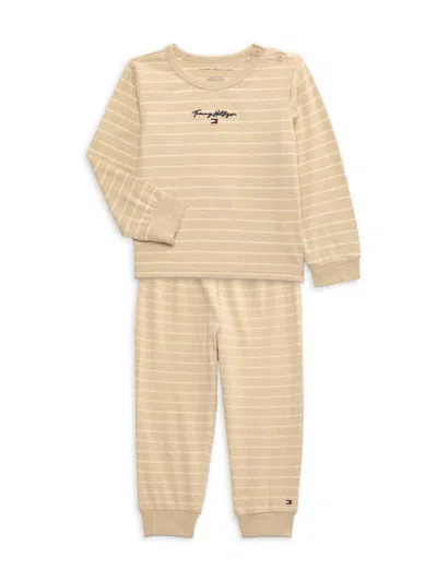 Tommy Hilfiger Baby Boy's 2-piece Striped Sweatshirt & Joggers Set In Beige