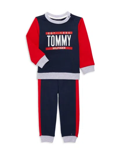 Tommy Hilfiger Baby Boy's 2-piece Sweatshirt & Joggers Set In Navy Red Grey