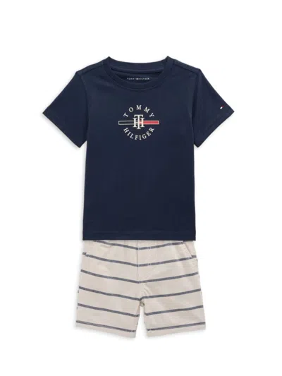Tommy Hilfiger Baby Boy's 2-piece Tee & Striped Shorts Set In Navy